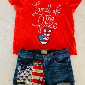 SO Fourth of July sequence shorts and shirt